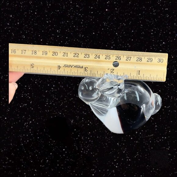 Whimsical Art Glass Bunny Rabbit Figurine Clear With White Black Figurine Glass - Picture 6 of 11
